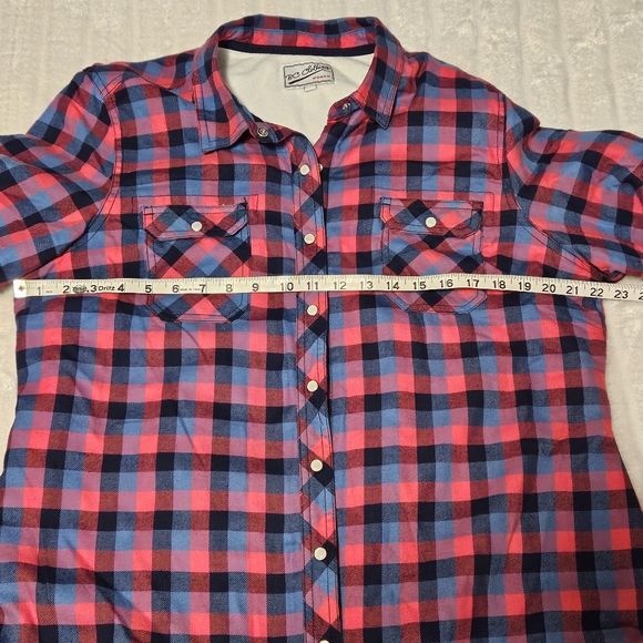 BOGO Free🦋 BC Clothing Pink/Blue Plaid Fleece Lined Button Down Shacket Shirt - Picture 10 of 13
